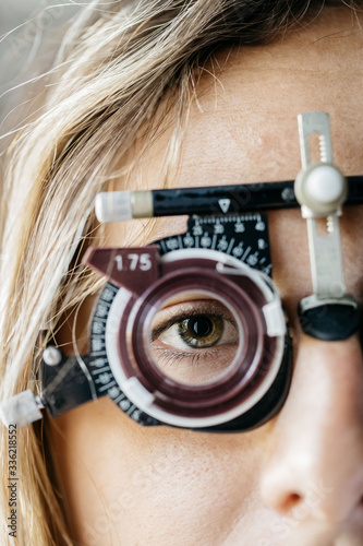 Close up of a young girl wearing optometry glasses