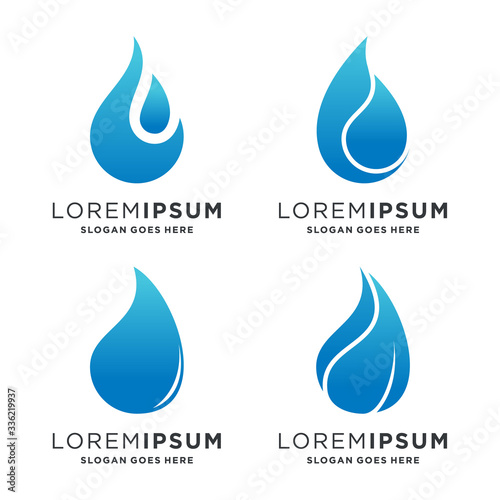 set of abstract wave water logo design vector