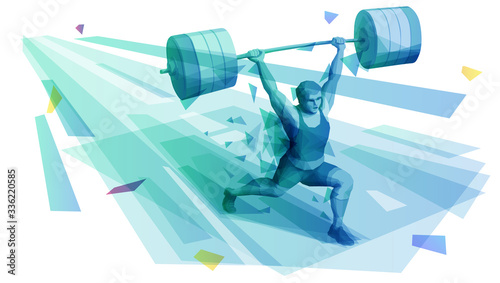 Male weightlifter lifting a barbell