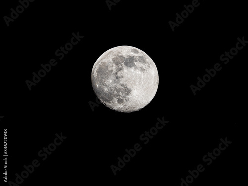 Full moon on black sky background