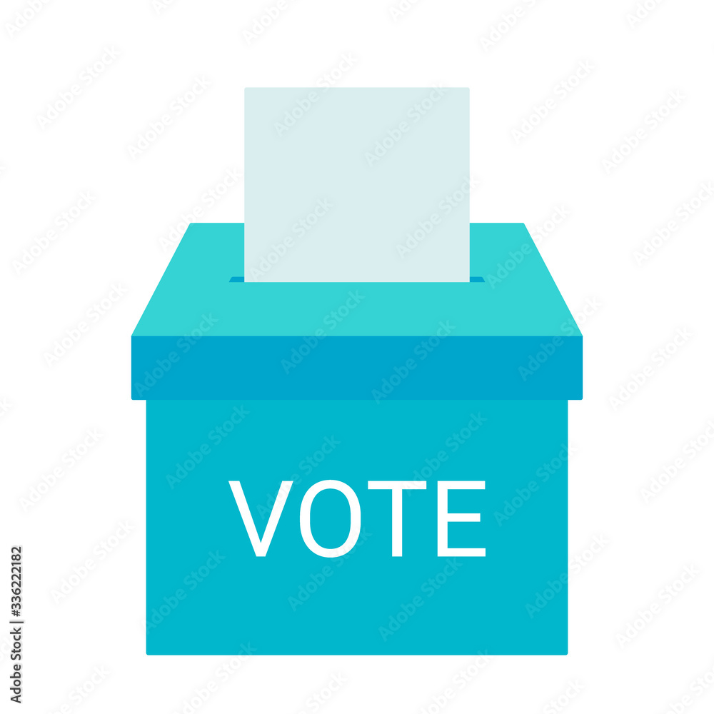 Voting box and voters choose. Put ballot paper in ballot box. Online electronic voting and election concept. Vector illustration