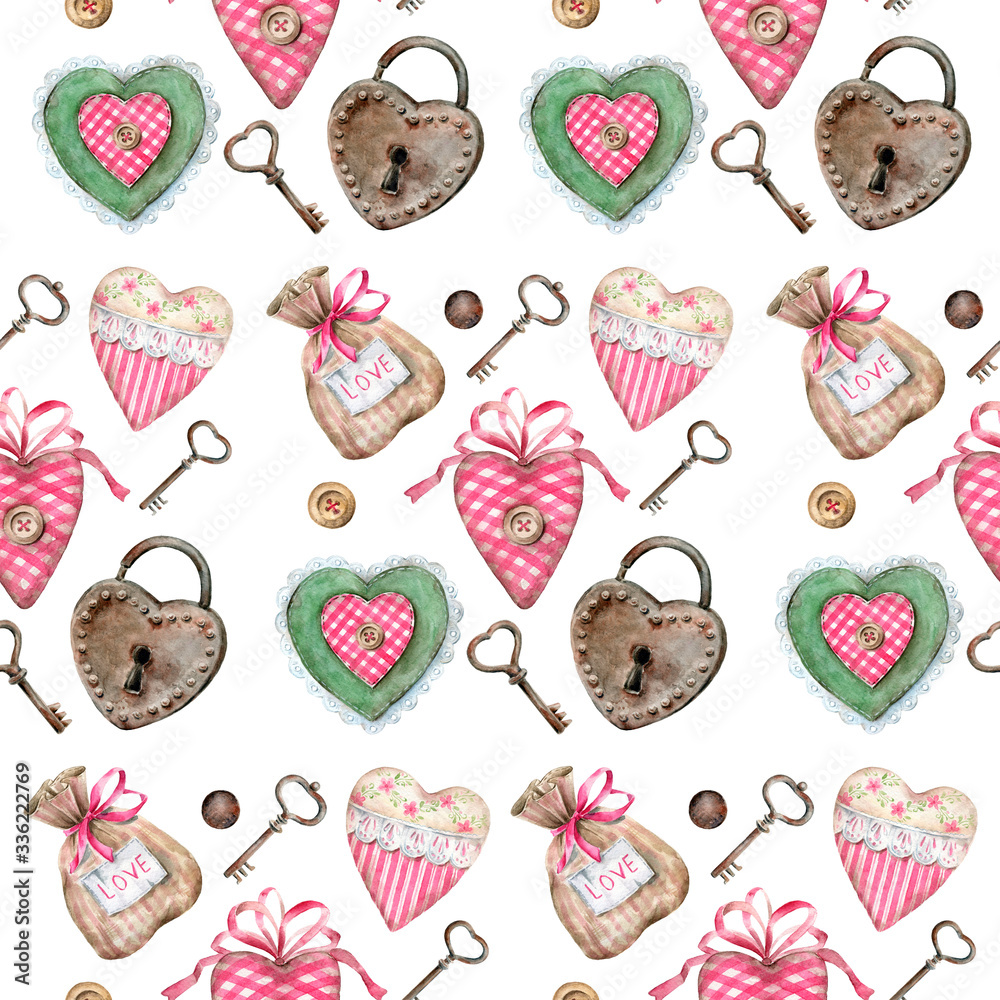 Watercolor hand painted seamless pattern in rustic style. Watercolor hand painted seamless pattern in rustic style.