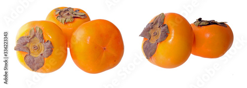 ripe persimmons isolate on white background