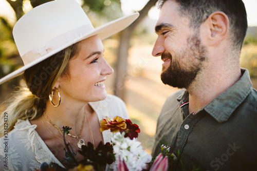 French couple and their elopement wedding in Joshua Tree national Park