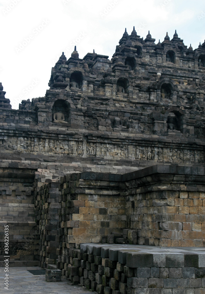 Borobodur,  Mahayana Buddhist temple near Multilan town, Java island of Indonesia