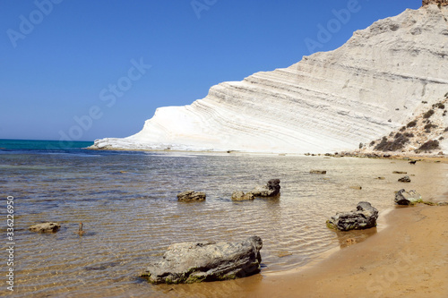 ITALY - SICILY - SCALA DEI TURCHI - a white cliff attraction for tourists from all over the world