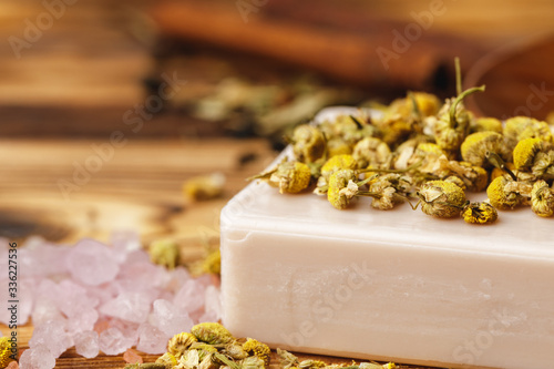 Natural handmade soap bars with flowers
