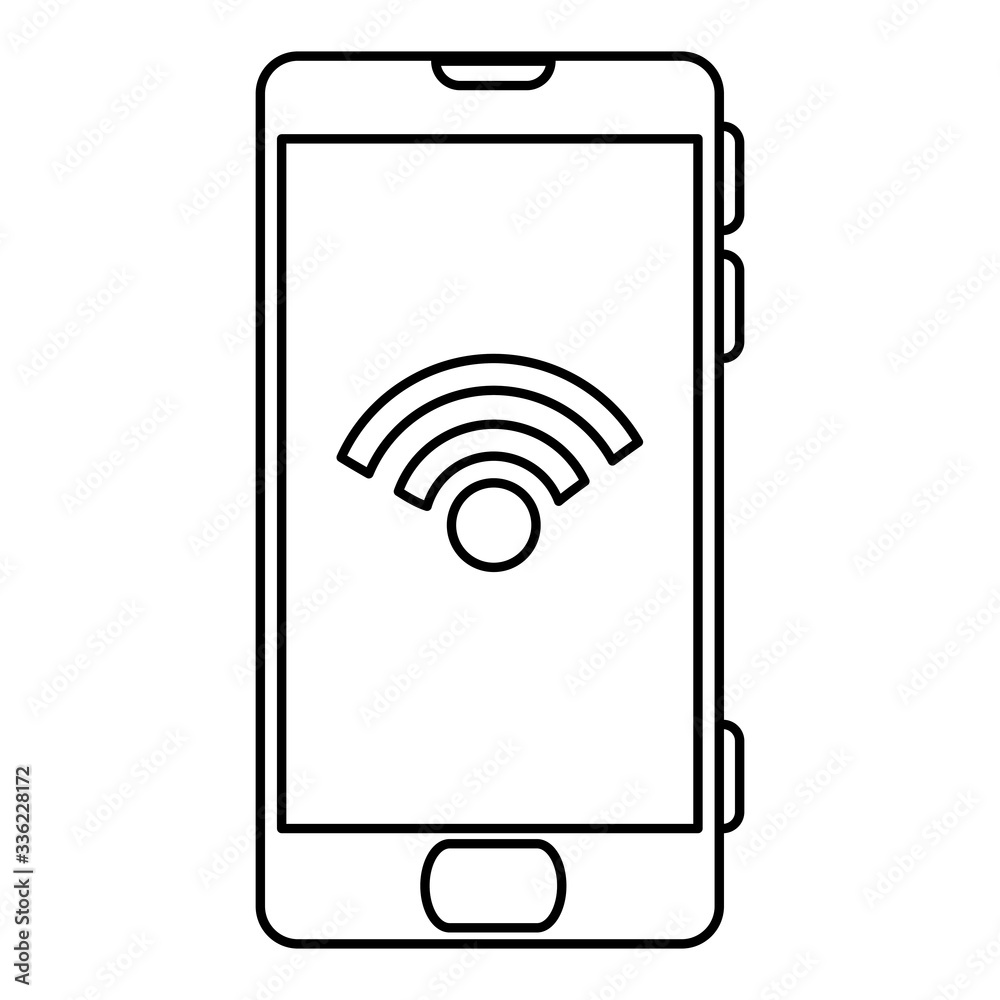 Smartphone with wifi icon design, Cellphone mobile digital phone technology communication and social media theme Vector illustration Smartphone with wifi icon design, Cellphone mobile digital phone technology communication and social media theme Vector illustration