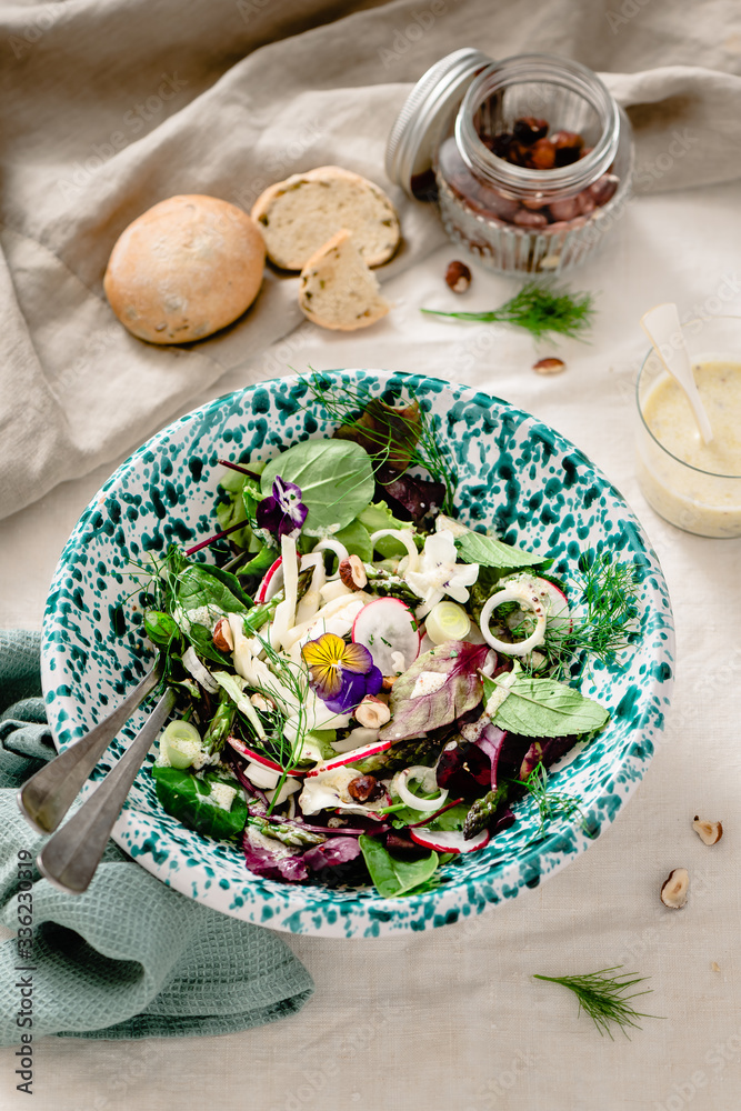 Spring salad with edible flowers Spring salad with edible flowers