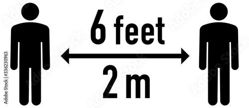Social Distancing 2 meter and 6 Feet pictogram. Coronavirus 2019-nCoV. Corona virus Concepts. Coronavirus covid-19 outbreak prevention. People keeping distance. Distance sign protection. Social distan