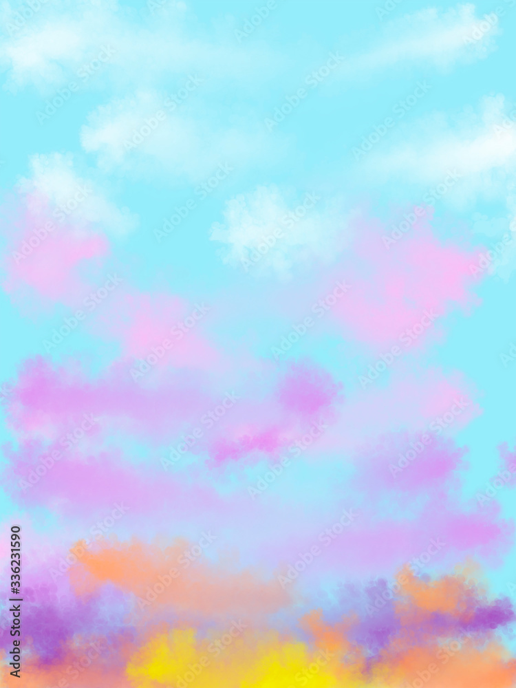 cloudy sunrise or sunset sky background. abstract cloudy texture. hand drawn illustration