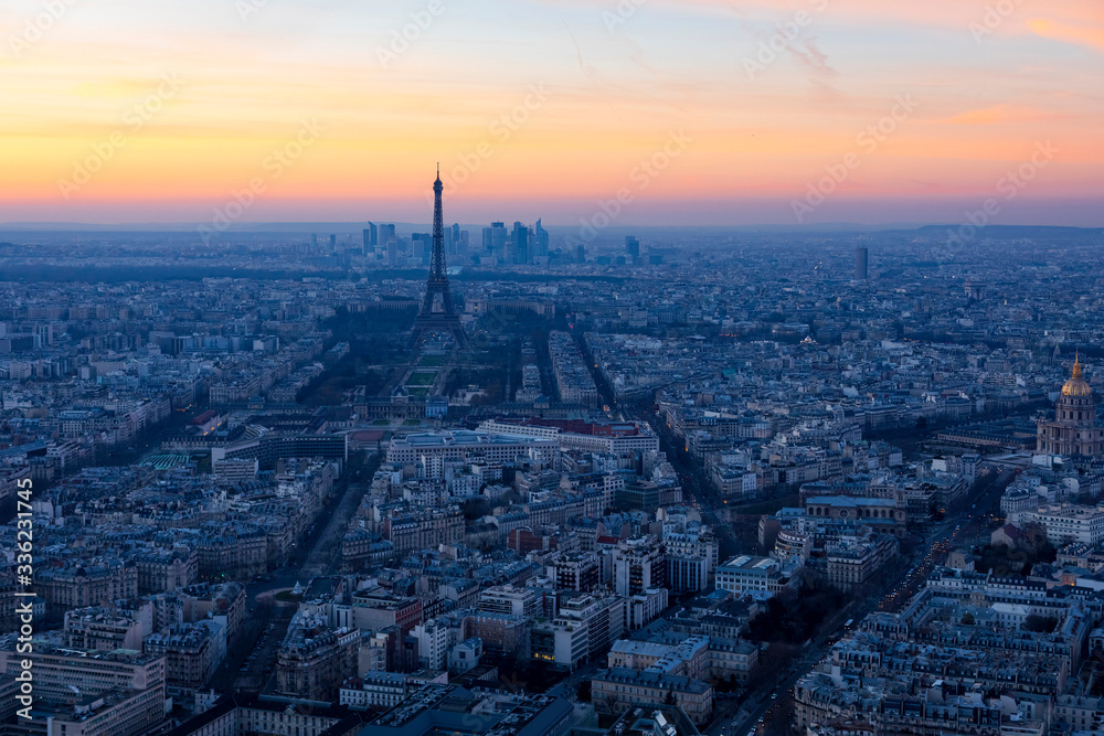 Paris cityscape at sunset. Eiffel tower. Paris cityscape at sunset. Eiffel tower.