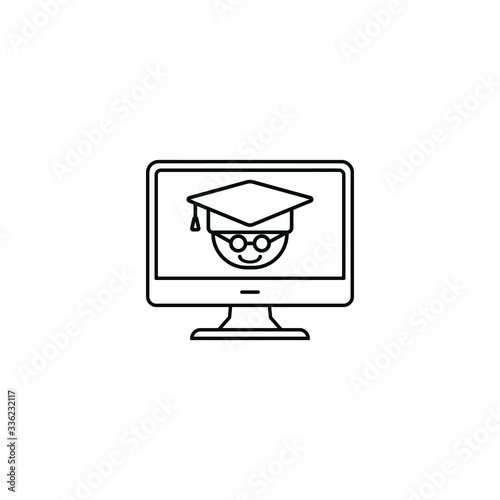 E-learning icon design. Online courses symbol concept isolated on white background. Vector illustration