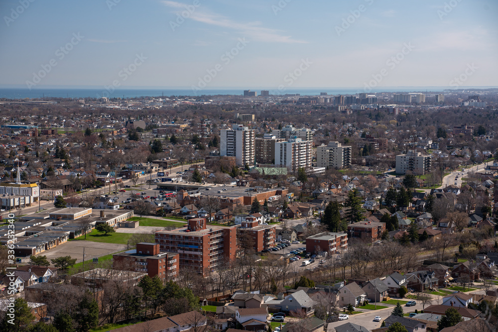 Aerial View of Hamilton, Ontario with Residential Buildings