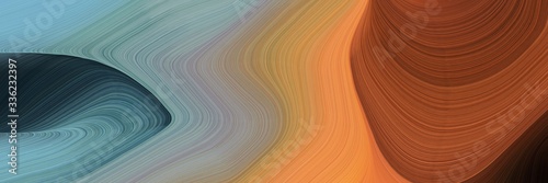 modern landscape orientation graphic with waves. elegant curvy swirl waves background design with pastel brown, light slate gray and sienna color