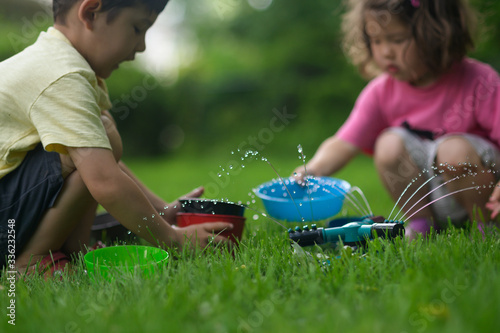 Kids playing with water