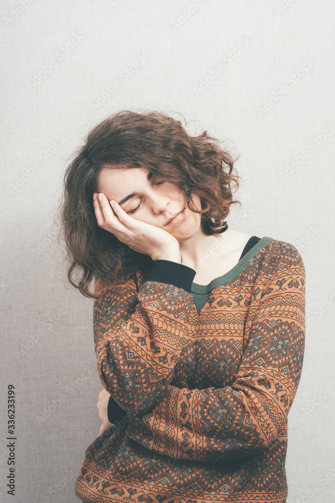 girl sleeping on a hand