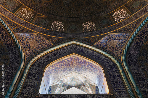 Detail of the ceiling in the Mosque in Esfahan photo