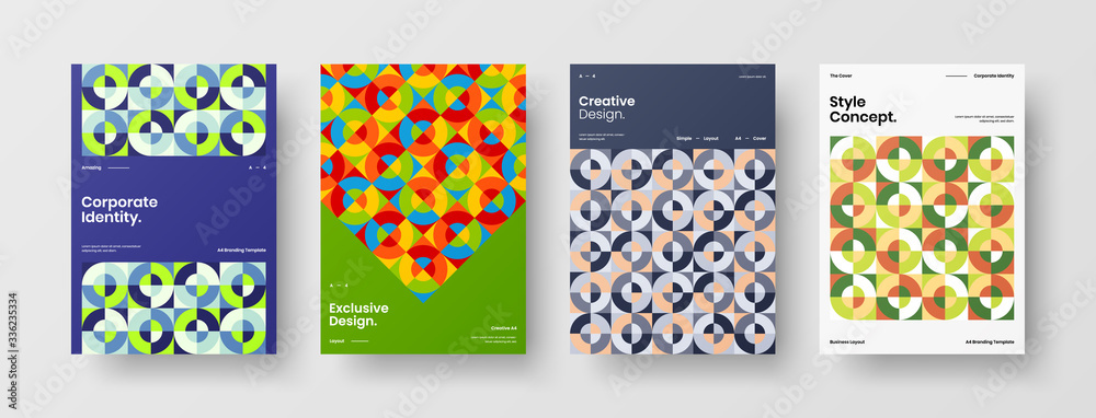 Company identity brochure template collection. Business presentation vector A4 vertical orientation front page mock up set. Corporate report cover abstract geometric illustration design layout bundle. Company identity brochure template collection. Business presentation vector A4 vertical orientation front page mock up set. Corporate report cover abstract geometric illustration design layout bundle.