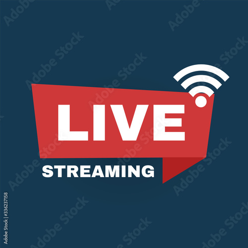 Live streaming logo. Online stream sign. Flat simple design.