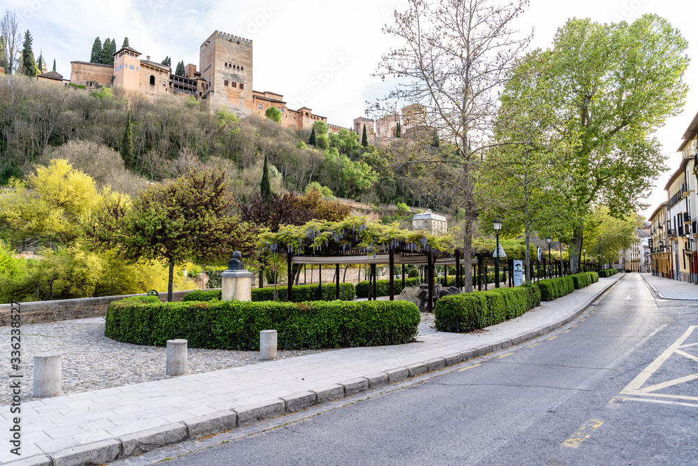 Granada, Spain, May 5, 2020, city emptied in quarantine for the coronavirus