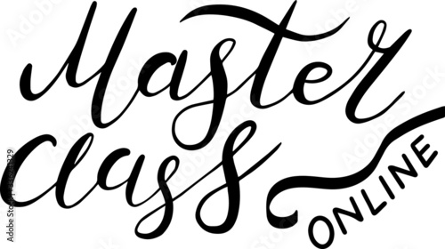 Online training, course, master class, hand drawn lettering calligraphy illustration. Vector eps brush trendy isolated on white background. 
