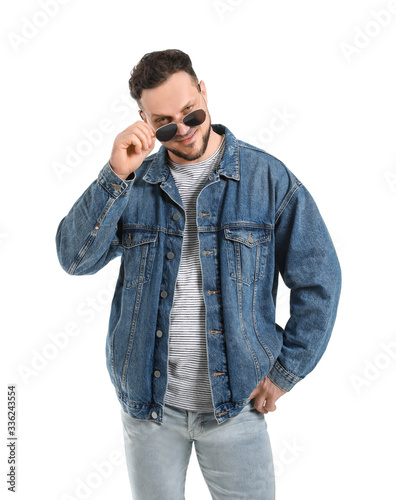 Stylish man on white backgr...