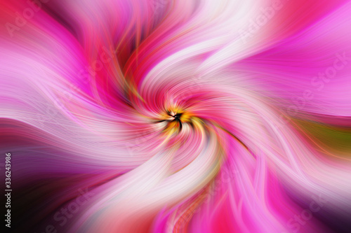 Twirl effect abstract background with pink flowers