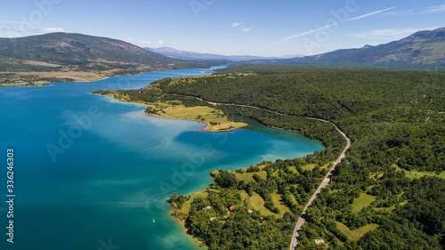 Aerial view of landscape of Peruca Lake near Sinj in Dalmatia, Croatia. photo