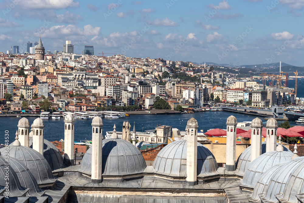 Panorama  from Suleymaniye Mosque to Istanbul