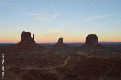 Early evening over West and East Mitten Buttes in Utah s iconic Monument Valley. 