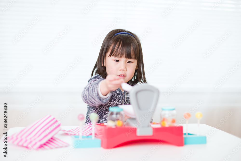 toddler girl pretend play sweet shop keeper at home toddler girl pretend play sweet shop keeper at home