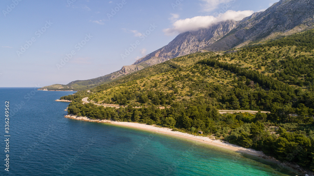 Aerial view of secluded beach near Drvenik in Dalmatia, Croatia. Aerial view of secluded beach near Drvenik in Dalmatia, Croatia.