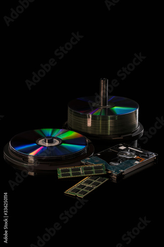 Photo computer accessories on a black background