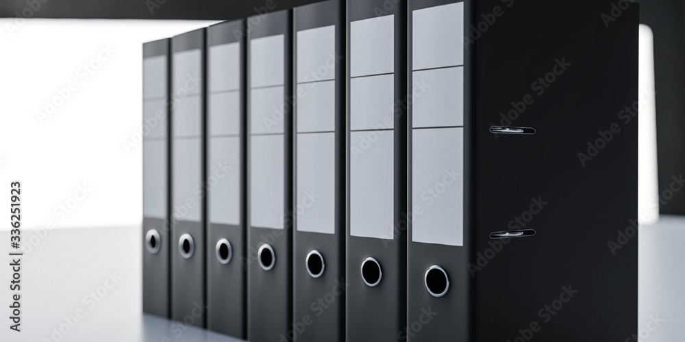 document folders standing on white desk in office loft 3d render illustration back lighting document folders standing on white desk in office loft 3d render illustration back lighting