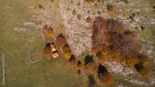 Aerial view of Dinara landscape near Knin, Dalmatia, Croatia.