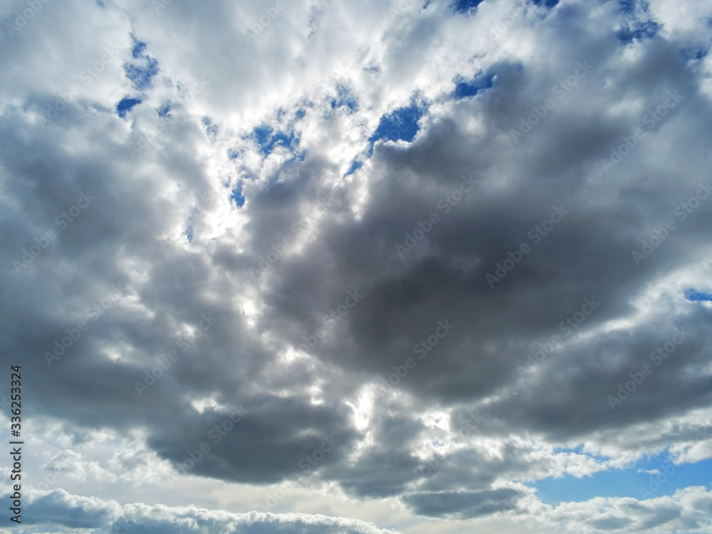 Fototapeta premium Simple blue cloudy sky, Nature background, day time.