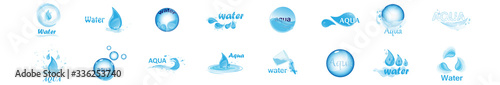 Water Splash Vector And Drop Set - Isolated On White. Vector Collection Of Flat Water Splash and Drop Logo. Icons For Droplet, Water Wave, Rain, Raindrop, Company Logo And Bubble Design