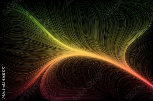 Energetic Abstract Flowing Green & Red Lines Background