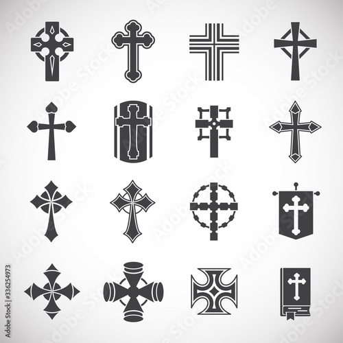Cross icons set on background for graphic and web design. Creative illustration concept symbol for web or mobile app photo