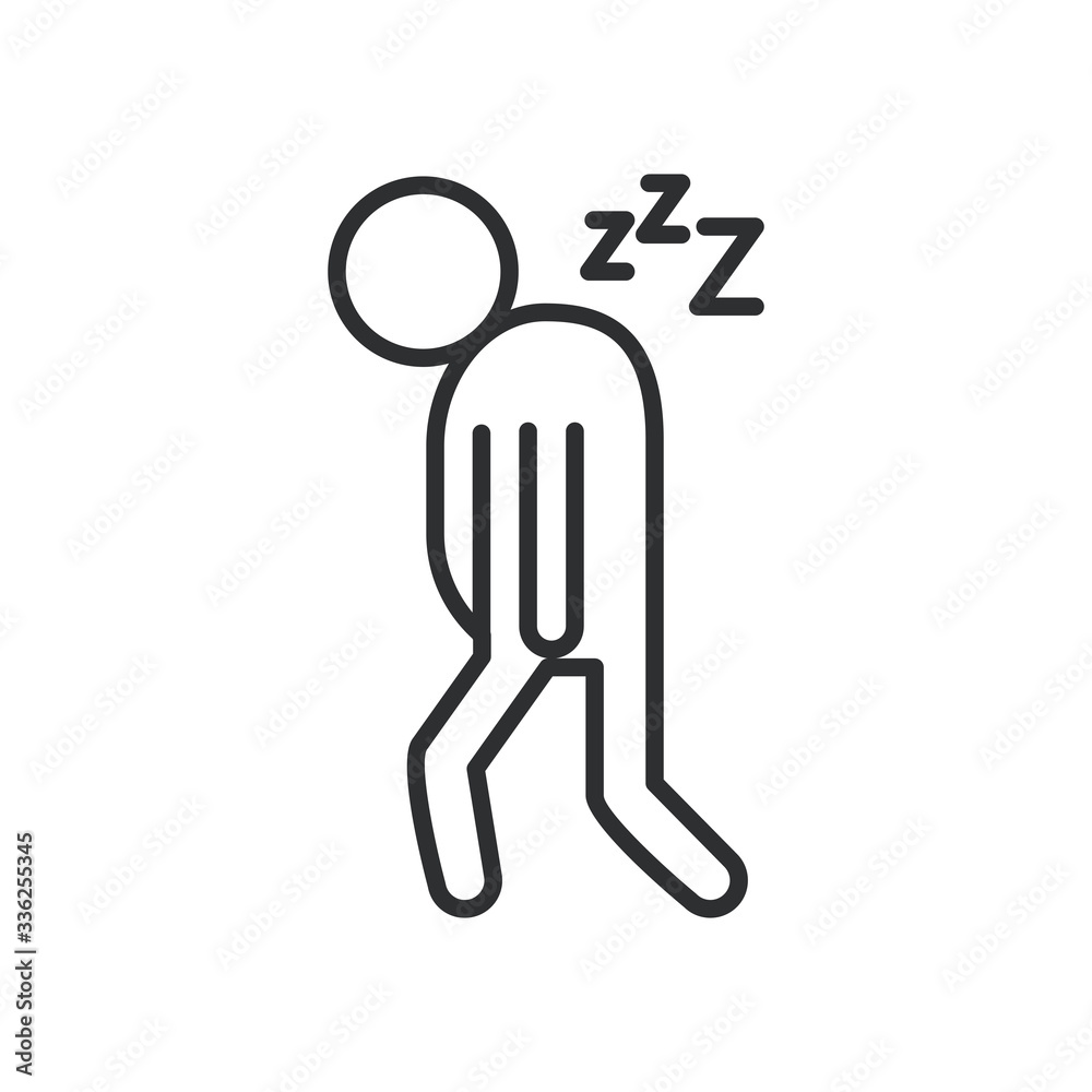 person with drowsiness covid19 symptom line style icon person with drowsiness covid19 symptom line style icon