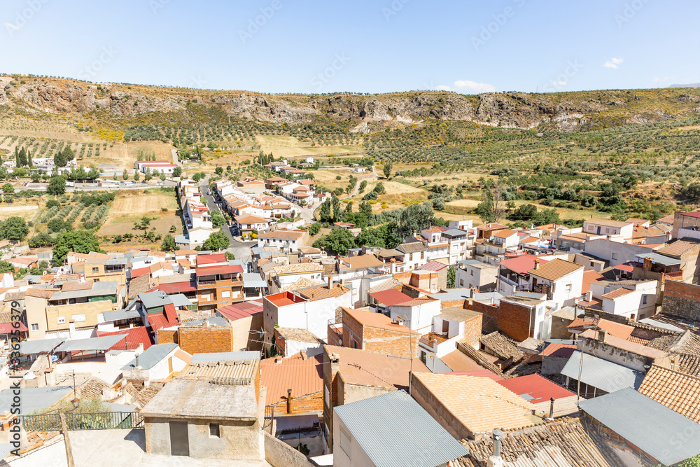 a view over La Peza town (Comarca de Guadix), province of Granada, Andalusia, Spain