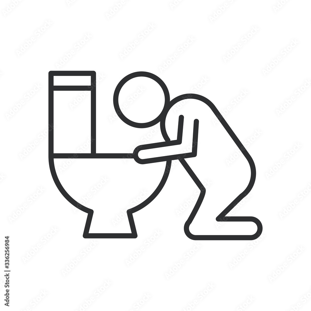 person with threw up covid19 symptom line style icon person with threw up covid19 symptom line style icon
