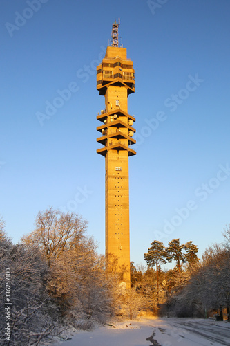 Kaknas tower in Stockholm on a winter morning photo