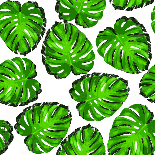 monstera leaf design seamless pattern