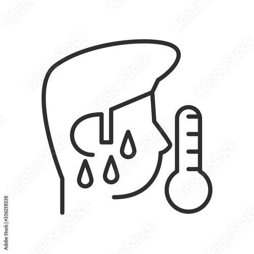 person with fever covid19 symptom line style icon
