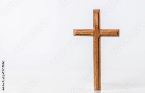 Print op canvas The cross standing on white background