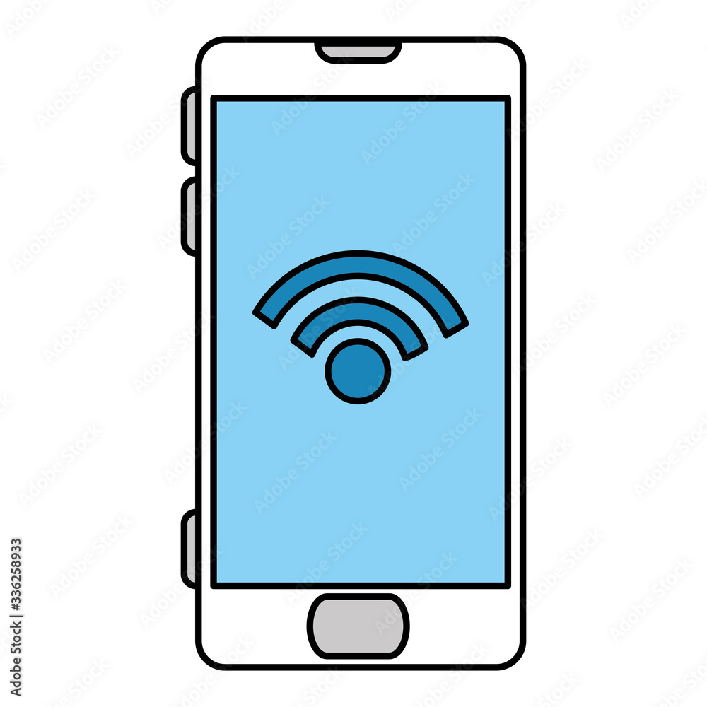 Smartphone with wifi icon design, Cellphone mobile digital phone technology communication and social media theme Vector illustration Smartphone with wifi icon design, Cellphone mobile digital phone technology communication and social media theme Vector illustration