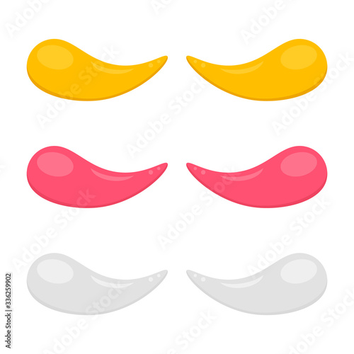 Set hydrogel cosmetic eye patch pink, gold and black. Collagen patches. Cosmetic product for skin. Patches under the eyes. Сollagen mask. Korean cosmetics. Facial skin care. Beauty product