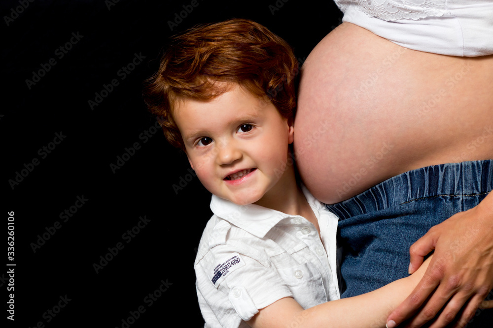 Pregnant mother and son